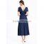 Domin Fashion V-neck Long One Piece Embroidery Dress