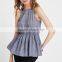 Wholesale Women Apparel Ruffle Spaghetti Strap Keyhole Back Linen Tank Top