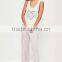 2017 Fashion Women Pajamas Set Printed Tank Top Logo Custom And White Purple Striped Satin Pants Elasticated