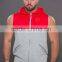 New Design Performance Cut Off Zip Hoodie Panel Gym Fitted Hoodie Top Tech Fleece Mens Sleeveless Hoodie