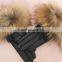 Janefur Luxy Fashionista celebrity style Raccoon fur cuff leather gloves fur accessories