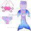 3pcs New Fairy Tale Kids Girl Mermaid Tail Swimmable Bikini Set Swimwear Costume