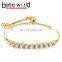Fashion Adjustable bracelet with extended chain golden silver rhinestone bracelet wholesale