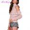 Fashion factory solid pink women knitted woolen sweater designs for ladies