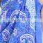 Summer Sarong New Women Bathing Suit Beach Dress Sarong Wrap Indian Latest Blue Paisley Bikini Swimwear Cover Up