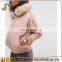 Pink Maternity Bomber Jackets with Faux Fur Hood Apparel for Women JYABF012