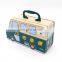 handle lunch tin box with hinge lid custom printing
