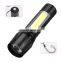 Rechargeable battery powered mini led flashlight Aluminum alloy waterproof COB led mini flashlights