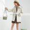 Plus Size Women Autumn Fashion Turn Down Collar Double Breasted Bandage Trench Coat Ladies Overcoat