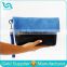 Blue Wristlet Suede Clutch Bags, Zip Fold Over Leather Purse, Faux Suede Leather Clutch Bag With Black Leather Bottom                        
                                                Quality Choice