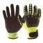 Anti Cut Vibration Resistant HPPE Liner Nitrile Sandy Coated TPR Impact Gloves for Oilfield