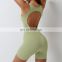 Newest High Quality Sexy Back Hollow Out One Piece Shorts Jumpsuit Ladies Dance Gym Wear Aerial Yoga Sport Bodysuit For Women