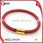 Fashion Stainless Steel Plated 18K Gold Clasp Red Leather Friendship Bracelet