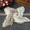 Latest Design Korean Fashion Cotton Linen Striped Fringe Tassel Scarf