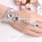 Handmade Shiny High End Crystal Finger Link Chain Ring Bracelet Jewelry