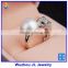 925 Sterling Silver Fashion Pave CZ Leopard Head With Natural Pearl Beads Adjust Ring