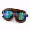 BJ-GT-009 Soft Padded Adult Brown Leather Racing Motocross Goggles