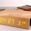 Premium wood material LED time and temprature display bluetooth speaker with alarm clock function and smart phone charge station