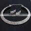 Wedding Bridal Three Rows of Rhinestone Necklace Earrings Set