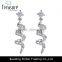 Fashion jewelry hot selling wholesale rhinestone spiral long drop earring