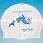 Fashionable Seepdo Quality Adult / Kid sizes customized logo printed funny silica waterproof swim cap 100%