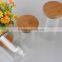 different size plastic lid glass container hot sales glass contianer with bamboo lid good quality bamboo lid glass jar