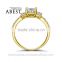 Princess 3 Stone With Side Stone 10K Gold Yellow Classic Ring Synthetic Simulated Diamond Engagement Wedding Ring Jewelry