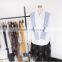 2016 Ladies New Design Fashion Top Blue White Striped Patchwork Knit Tie Neck Poplin Long Sleeve Latest Shirt Designs For Women