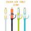 2015 hot sale colorful flat aluminium 2 in 1 usb 3.0 charging charger data cable