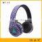Headband style Wireless double ears shenzhen bluetooth headset With LED Scroller and Selfile FM funtcions