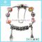 Newest Vogue Design Black Beads Pendent 925 Sterling Silver Bracelet Wholesale