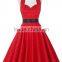 Red Polka Dot Halter Woman Dress Super Flare