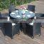 Outdoor Round Rattan Table with 6 Chairs, Round Garden Table