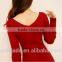 2016 Customized manufactorying korean style long sleeve V neck knitted ladies dress