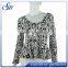New style milky fabric long sleeve printing shirts for lady