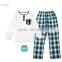 Small MOQ Cotton Boys Cute Pajama Set Knitted Long Sleeve Gingham Pant Children Sleepwear Printed Wicking Kids Weat Set