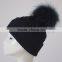 Myfur Knitted Real Fur Pom Pom Attached Crochet Fancy Baby Beanie Hats