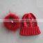Myfur Latest Design Beige Color Turn Up Beanie with Stone Decoration Real Raccoon Fur Pom Pom