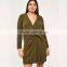 Olive green long sleeve short dresses 7xl plus size fat lady clothing