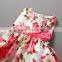 Girls Dress Pink Flower Print Bow Party Birthday Princess Child Clothes