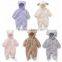 2016 winter coral fleece hooded long sleeve baby romper