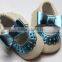 New arrival soft leather sliver bow-knot baby moccasins shoes