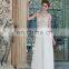 ED Fashion V Neck See Through Back Beaded Appliqued Long Chiffon Wedding Dress