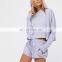 Women pullover cropped dolman style long sleeves hoodie and super ccomfy shorts set