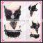 Aidocrystal handmade sexy club dance rave custom stylish black feather crystal party wear lace bra set for ladies