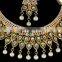 Green Gold Plated Indian Handmade Ethnic Party wear Kundan Zerconic Necklace set Color