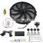 16"ELECTRIC RADIATOR FAN HIGH 3000 CFM THERMOSTAT WIRING SWITCH RELAY KIT BLACK