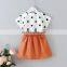 2020 summer girls loose tie polka dot cat skirt suit