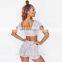 Whole Sales 2021 New Tie Dye Fitness Sports Wear Apparel Seamless Yoga Shorts and short sleeve crop top sports bra Set for women