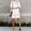 Tunic Cover-ups 2019 White Cotton Tunic Beach Mini Dress Summer Women Beachwear Sexy V-Neck Button Front Swimsuit Cover Up